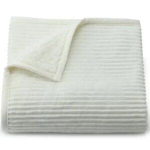 Cuddl Duds Sherpa Throw Blanket 50x60 White Ribbed Plush Christmas Cozy Soft NEW